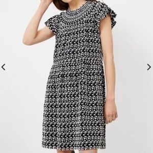 LOFT Eyelet Smocked Yoke Swing Dress